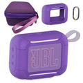 Purple protective speaker case with wrist strap and carabiner loop