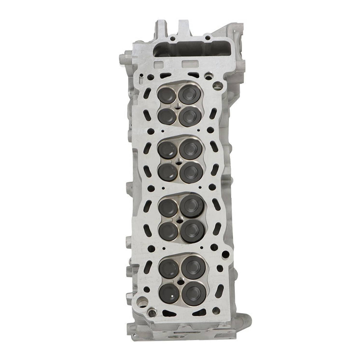 Cylinder head with combustion chamber holes and valve recesses, vertical front view