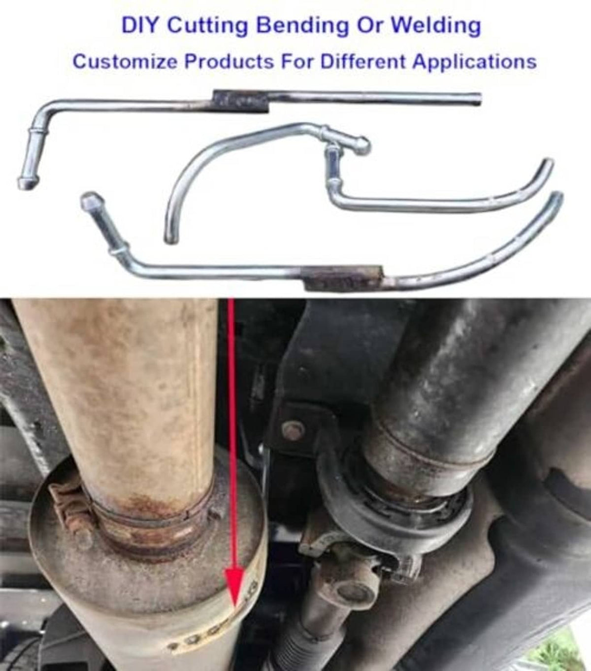 Curved metal exhaust hanger rods with rubber isolator for custom fitting
