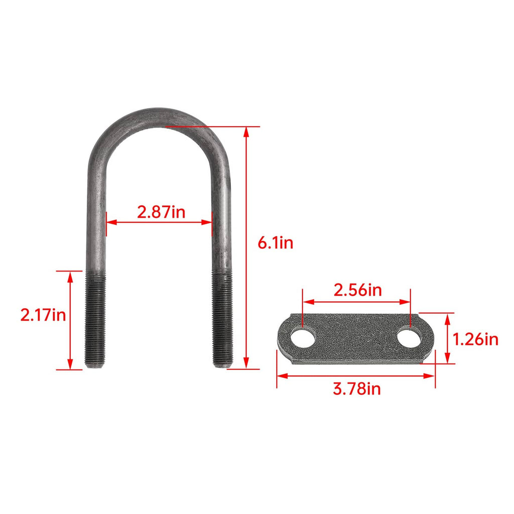 Steel U-bolt with matching base plate, gray metal, for trailer spring mounting
