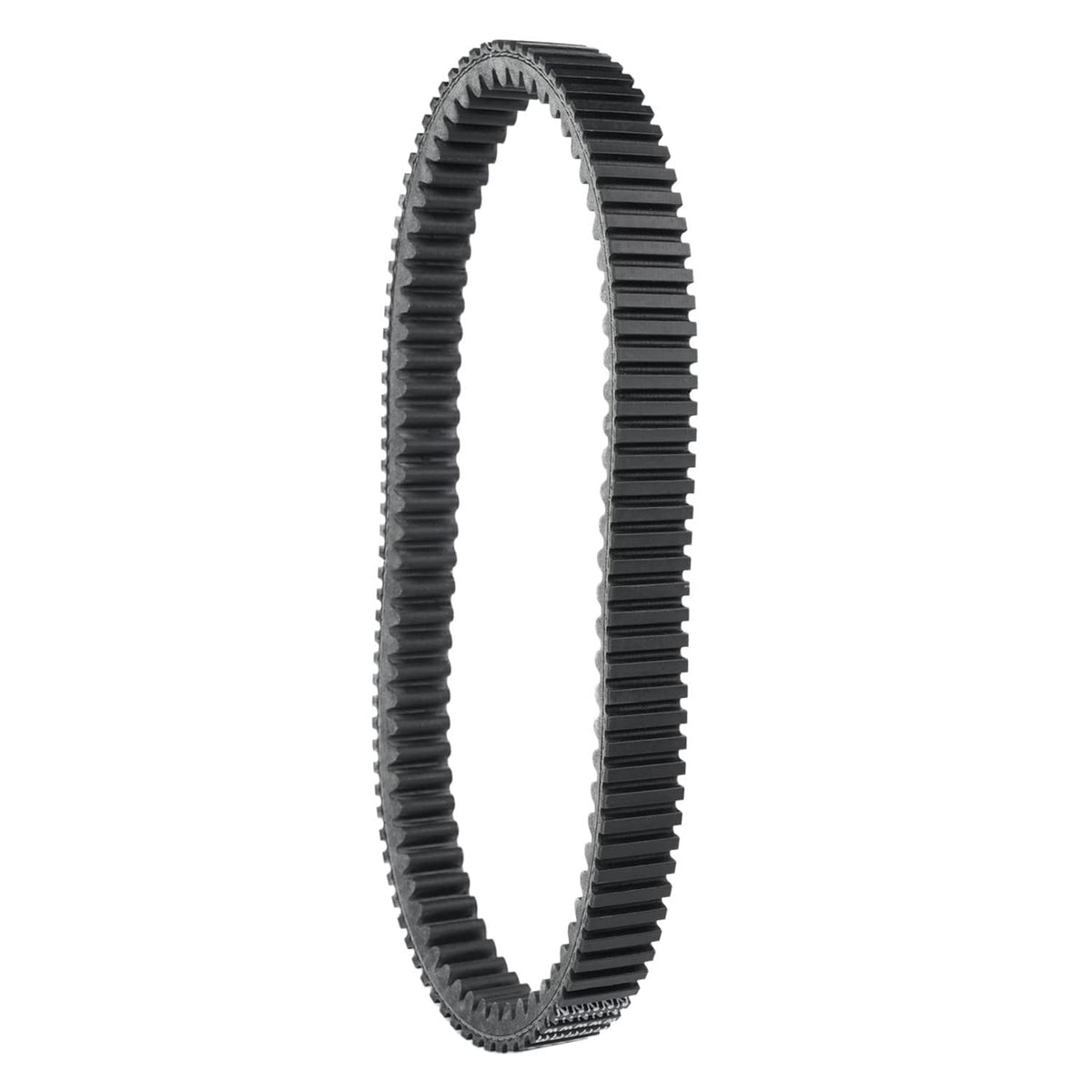Clutch drive belt loop with fine ribbed teeth along both sides, black