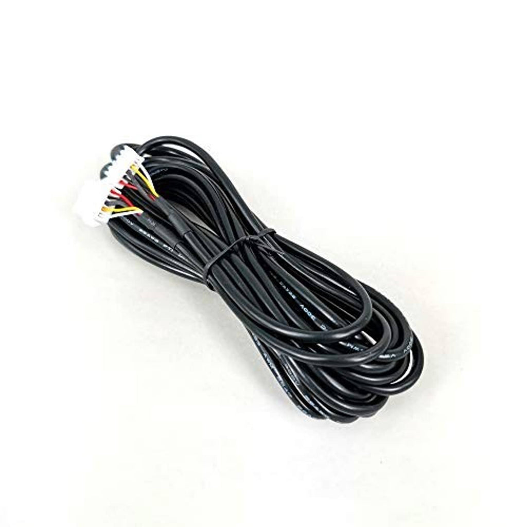 Black 26 AWG battery monitor cable, coiled bundle with white wiring connector