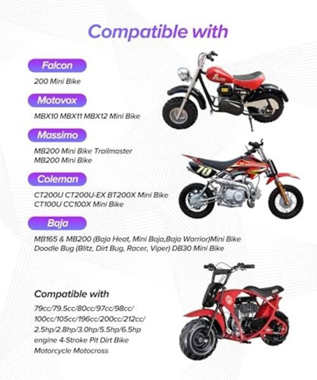Universal mini bike throttle kit shown as compatible with small motor bikes