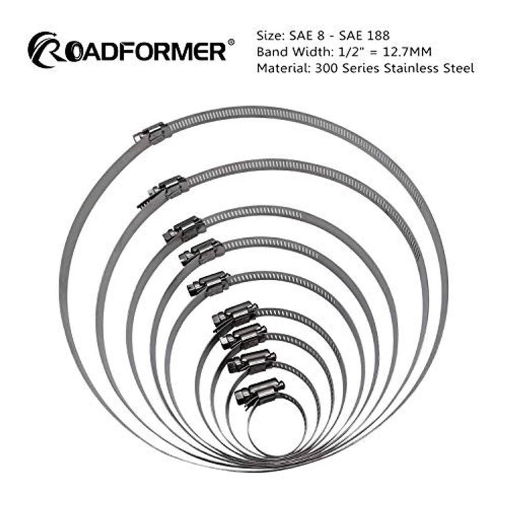 Multiple stainless steel worm-drive hose clamps with hex screw adjusters