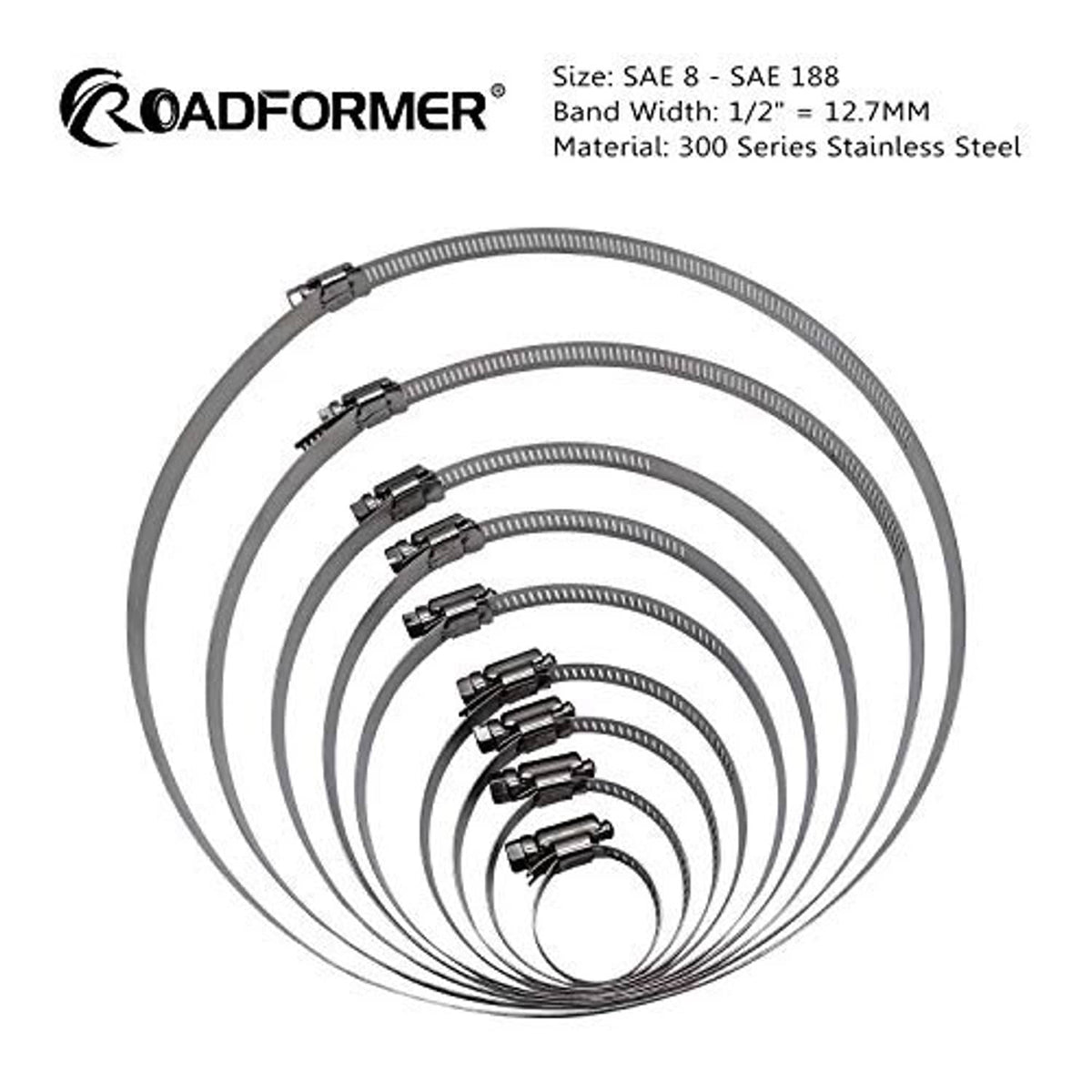 Multiple stainless steel worm-drive hose clamps with hex screw adjusters