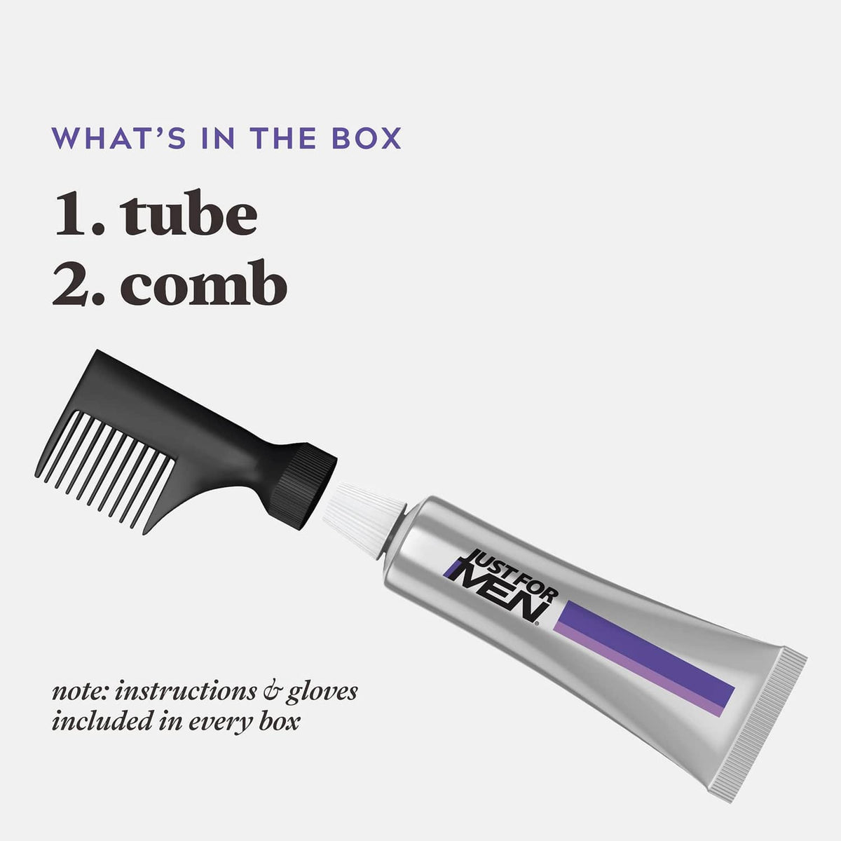 Hair color tube and comb applicator for men, Touch of Gray kit