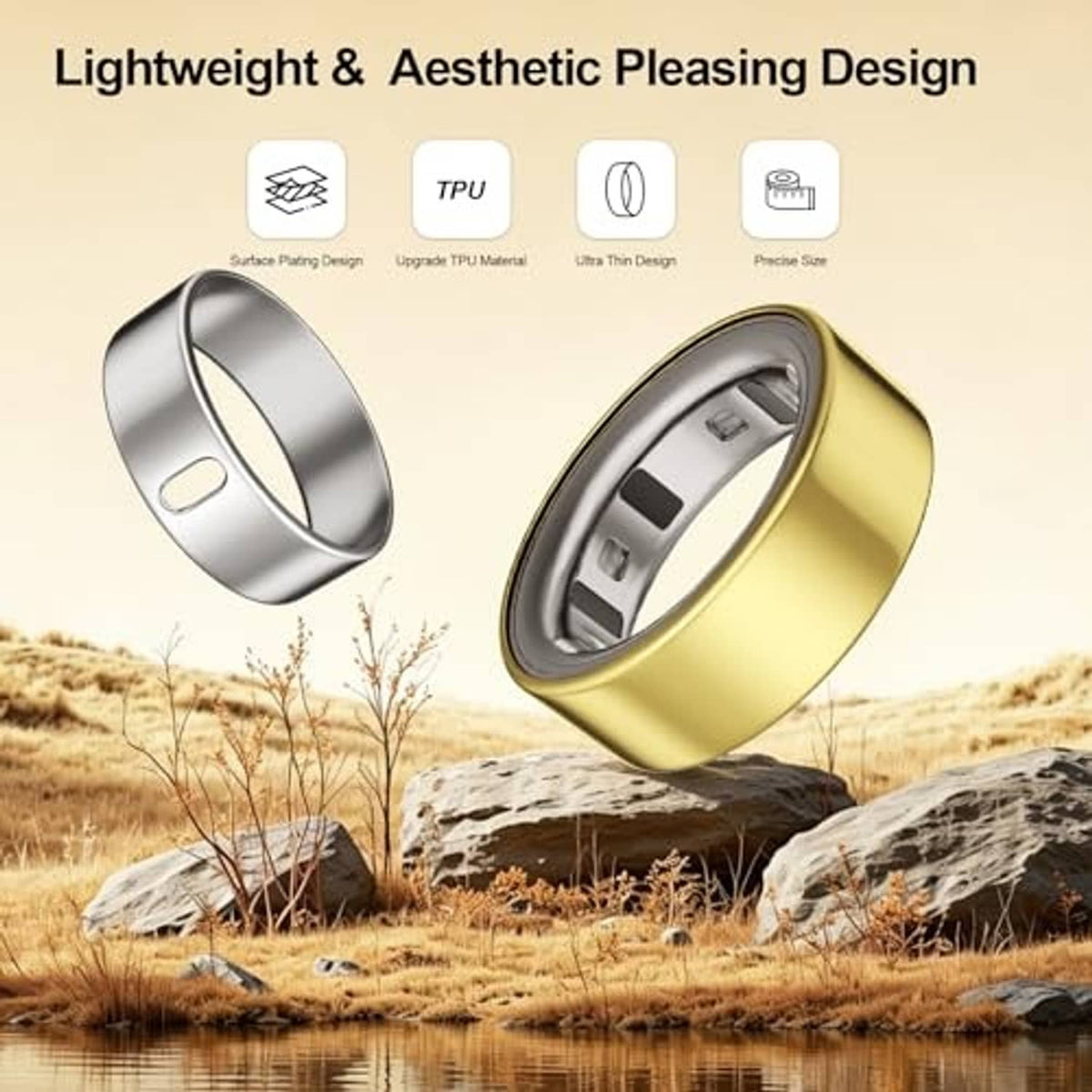 Silver and gold TPU ring covers with side cutouts and thin protective profile.