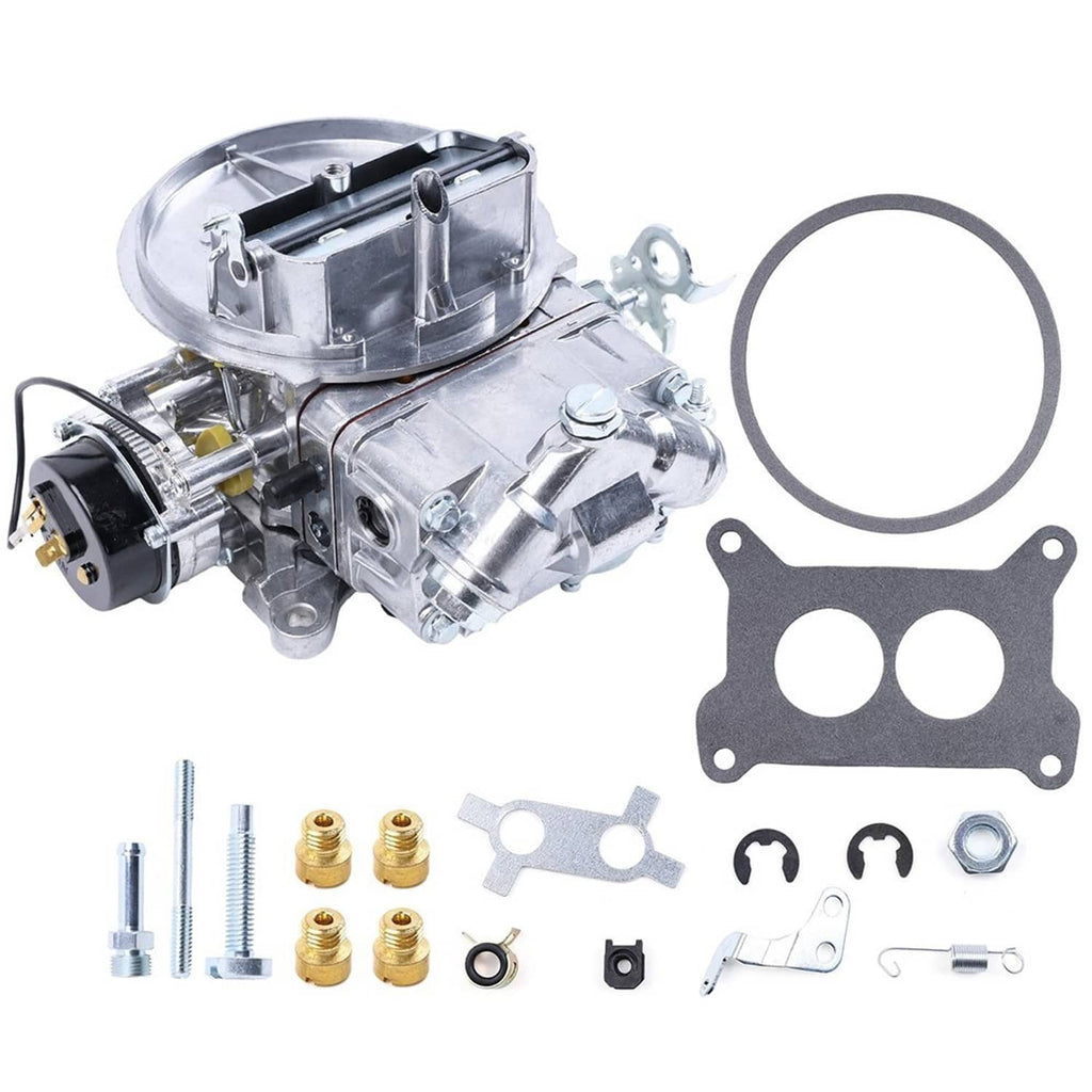 Carburetor assembly with gasket and mounting hardware set, silver metal with choke
