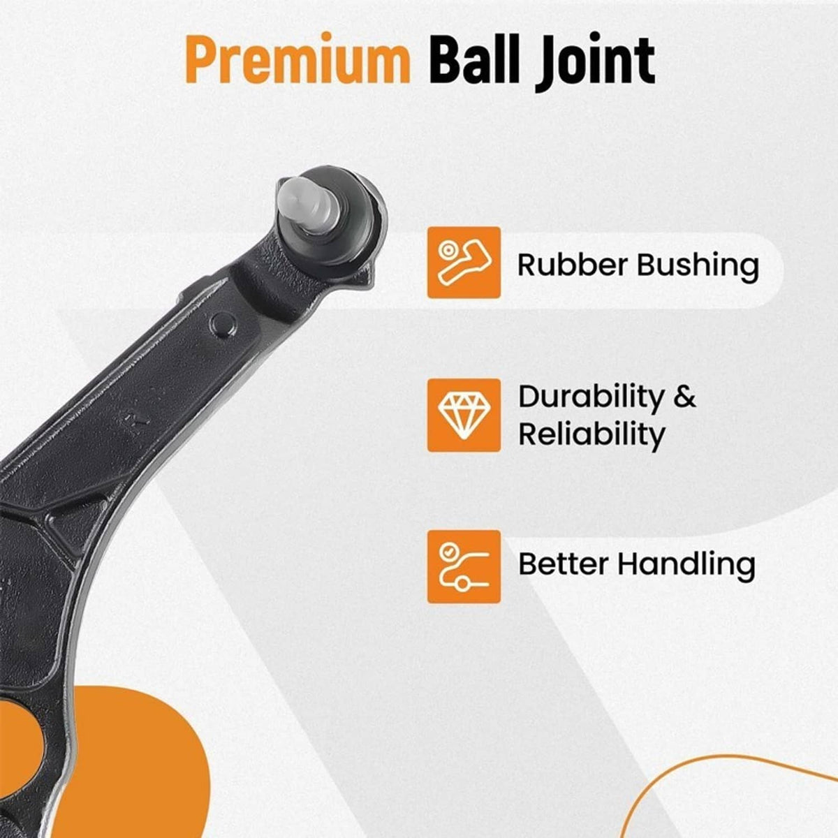 Single suspension control arm with ball-joint end and rubber bushing