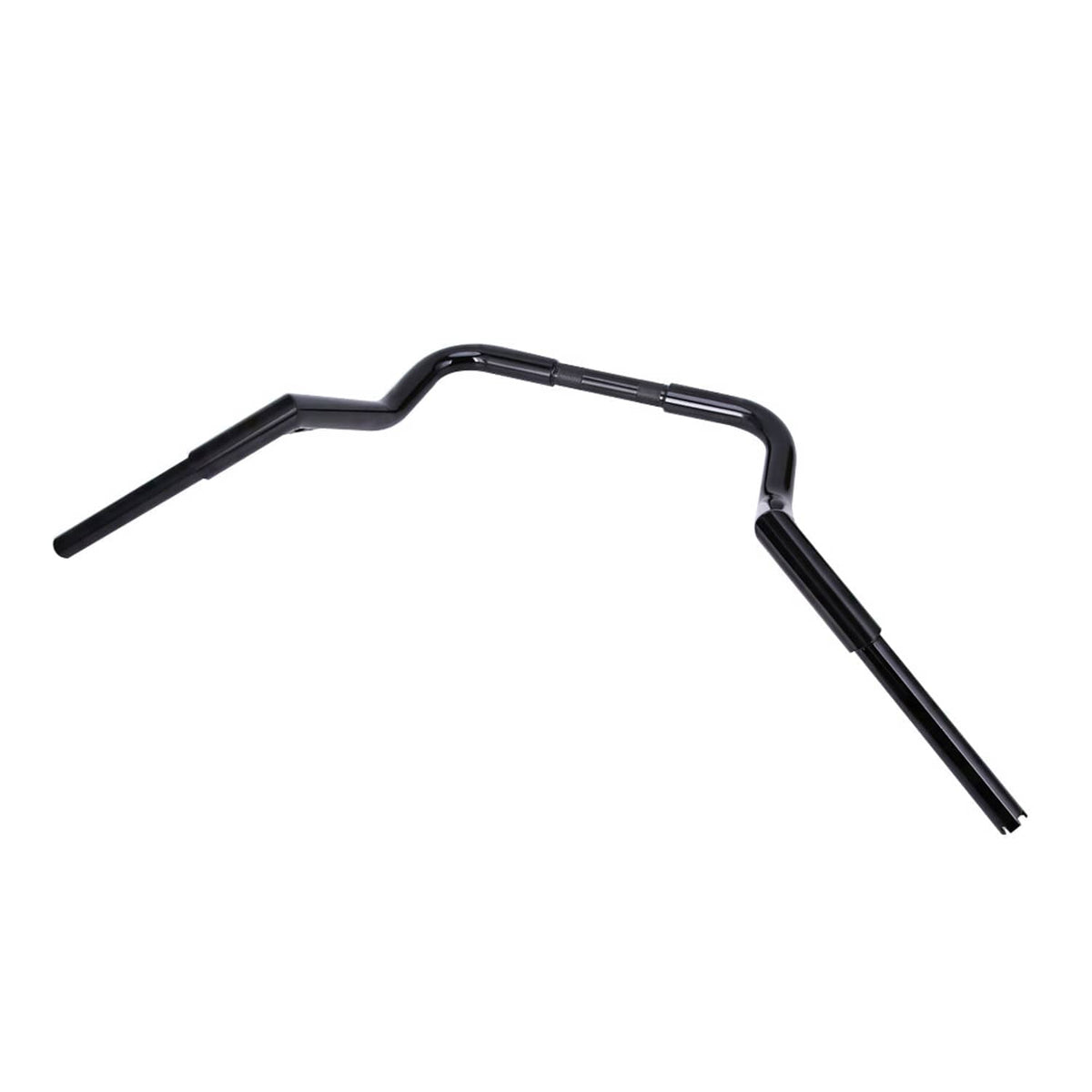 Black motorcycle meathook handlebar with tall rise and angled tips