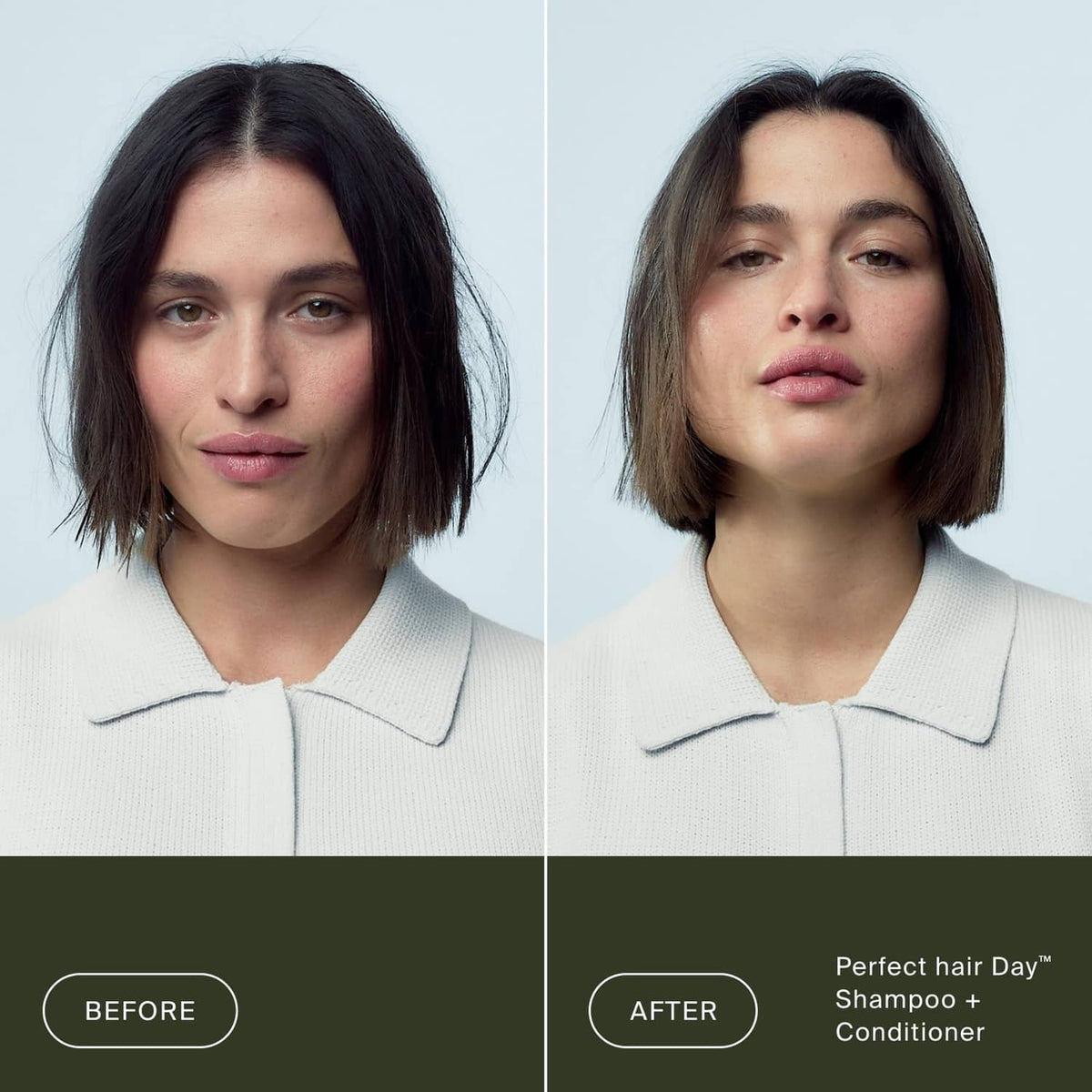 Model with shoulder-length hair, smoother strands and improved manageability