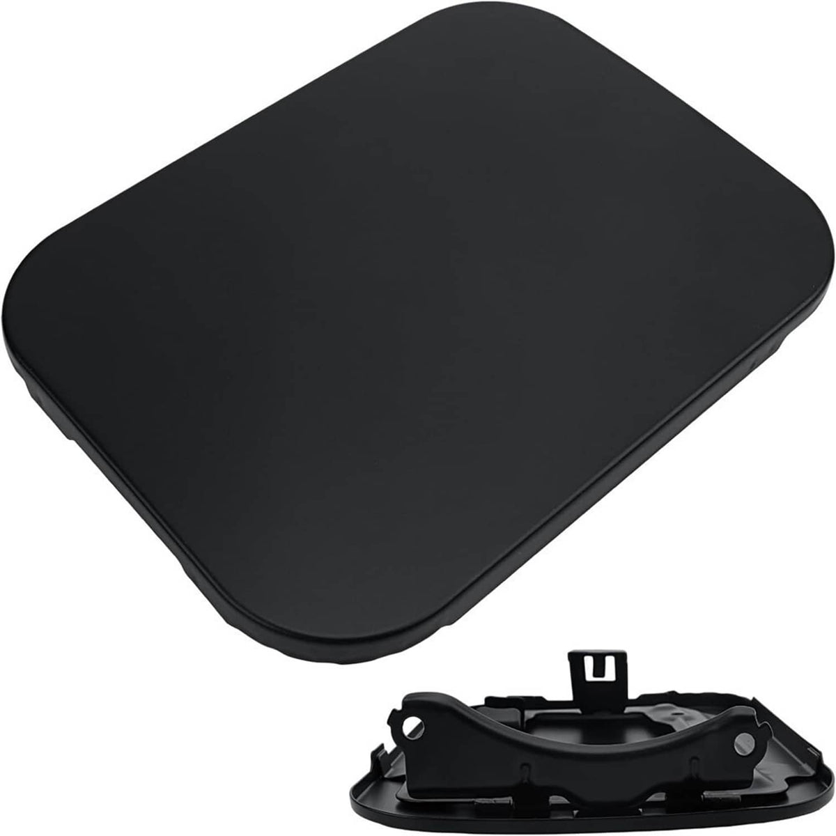 Black fuel door lid cover with underside base shown below