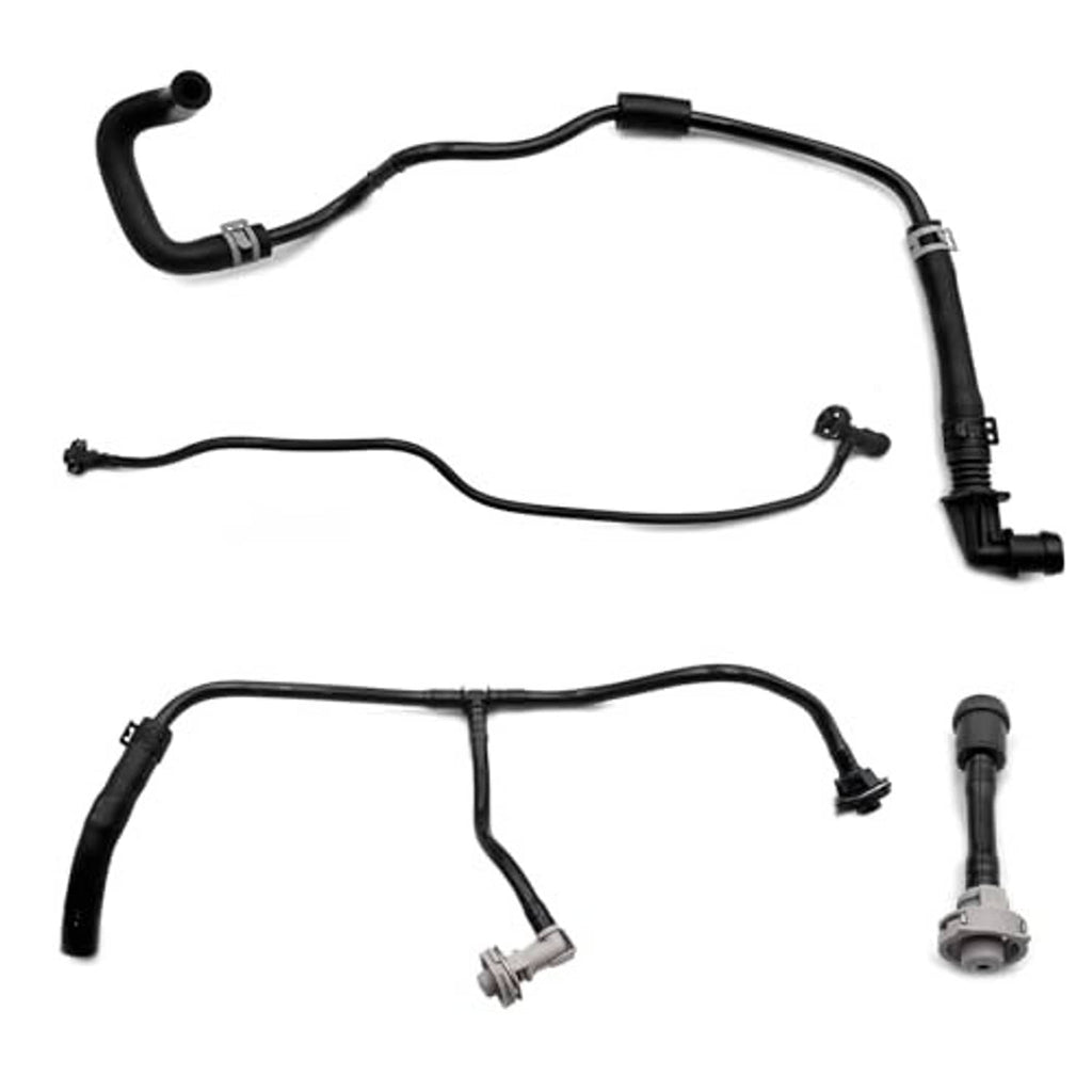 Black coolant reservoir overflow hose kit with gray connector ends, set of 4
