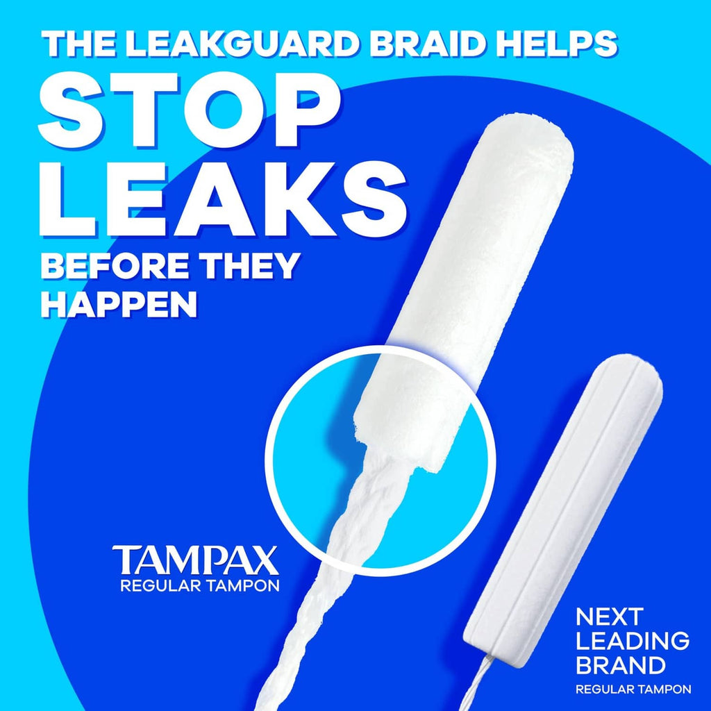 Regular tampon with leakguard braid core illustration