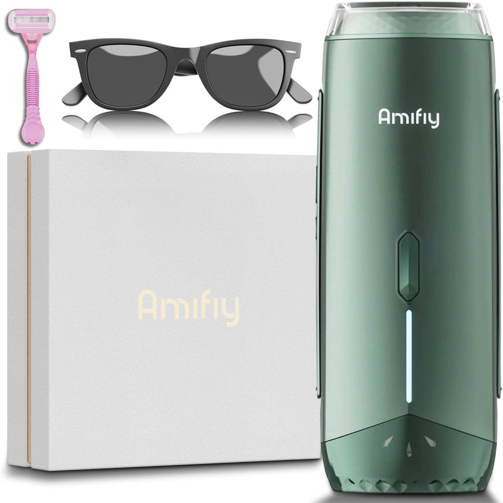 Green IPL hair removal device with protective eyewear and storage box