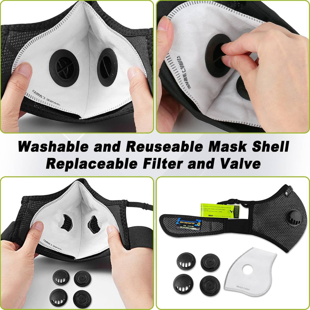 Reusable dust mask shell with removable filter and circular exhale valves
