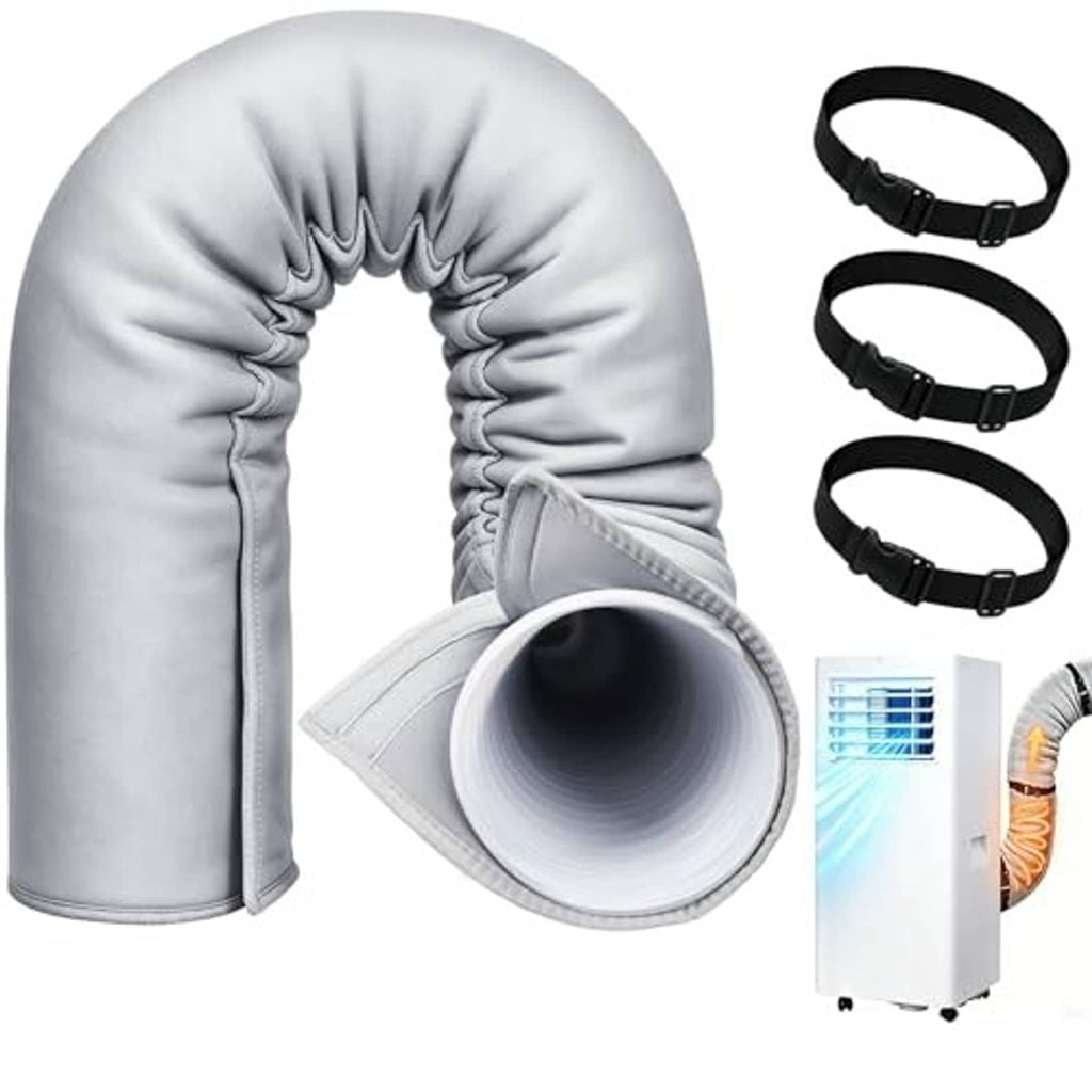 Gray AC hose insulation sleeve with open end and three elastic strap loops