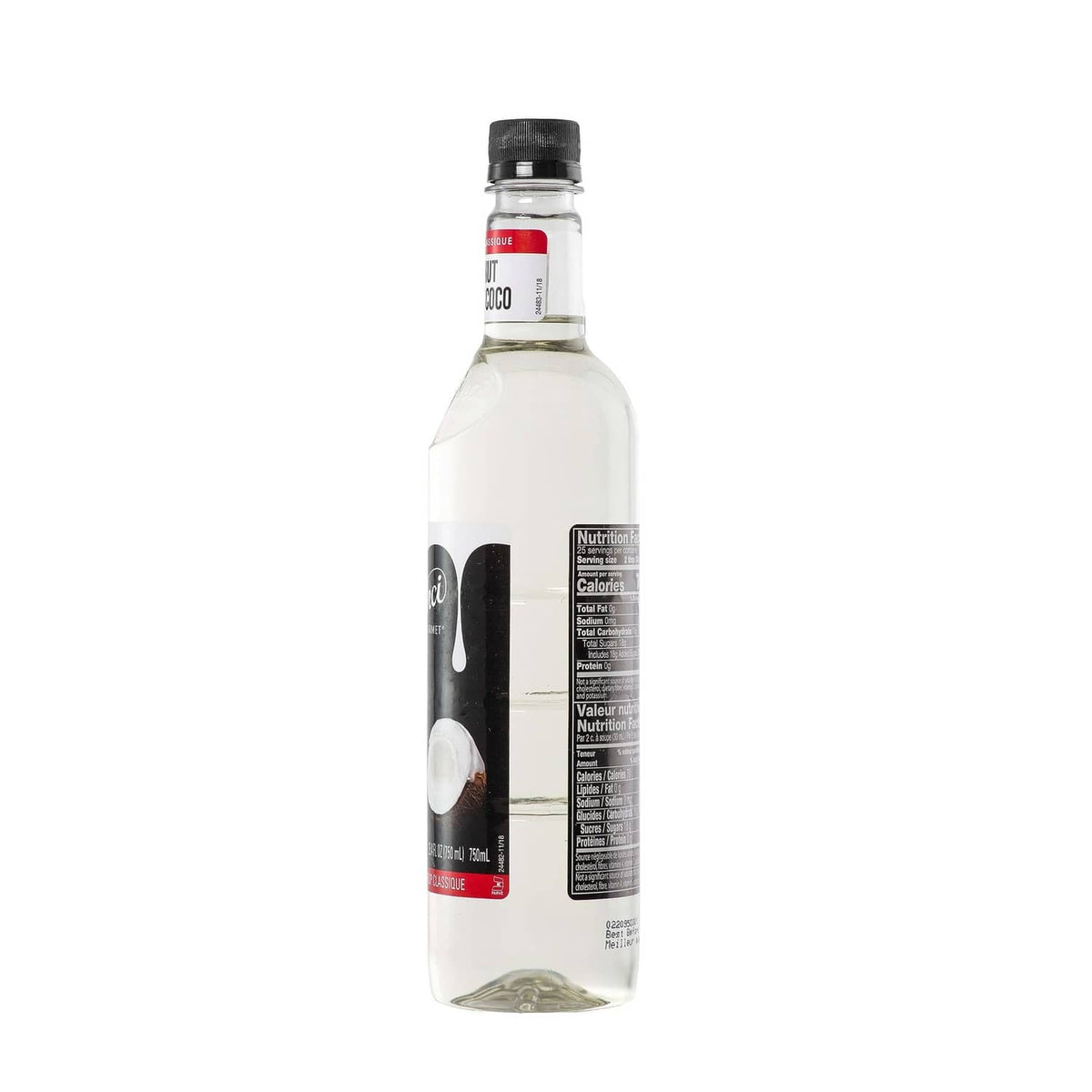 DaVinci Gourmet coconut syrup bottle back label with barcode