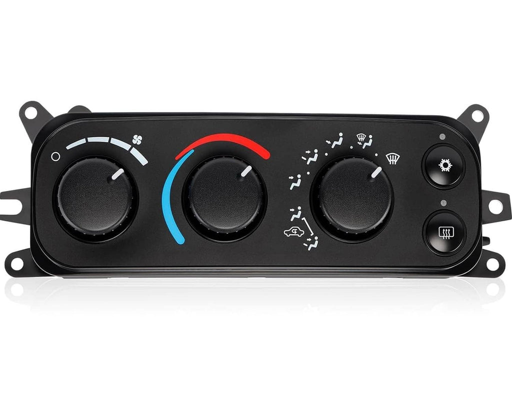 A/C heater climate control module front panel with three dials, fan knob, and icon symbols