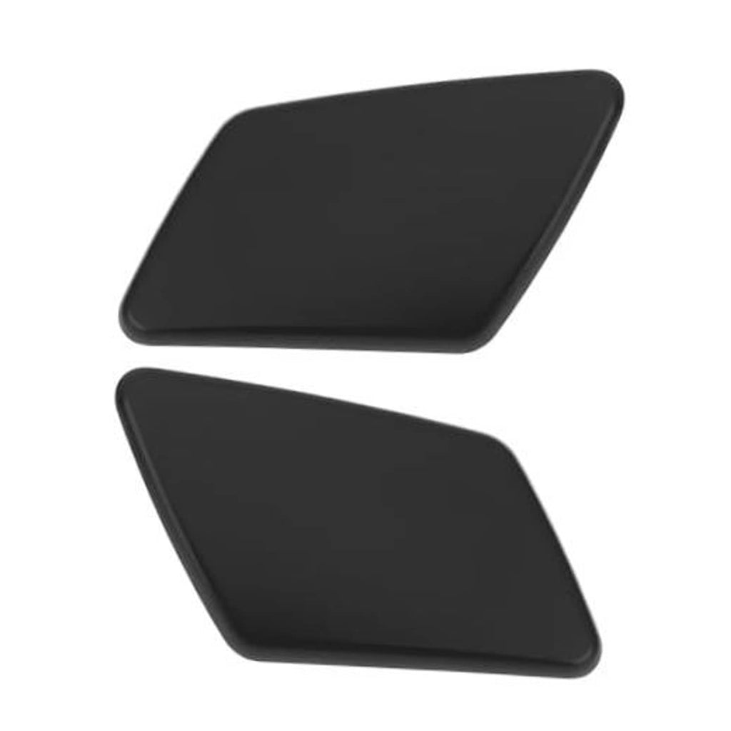 Pair of front headlight washer nozzle cover caps in matte black, left and right