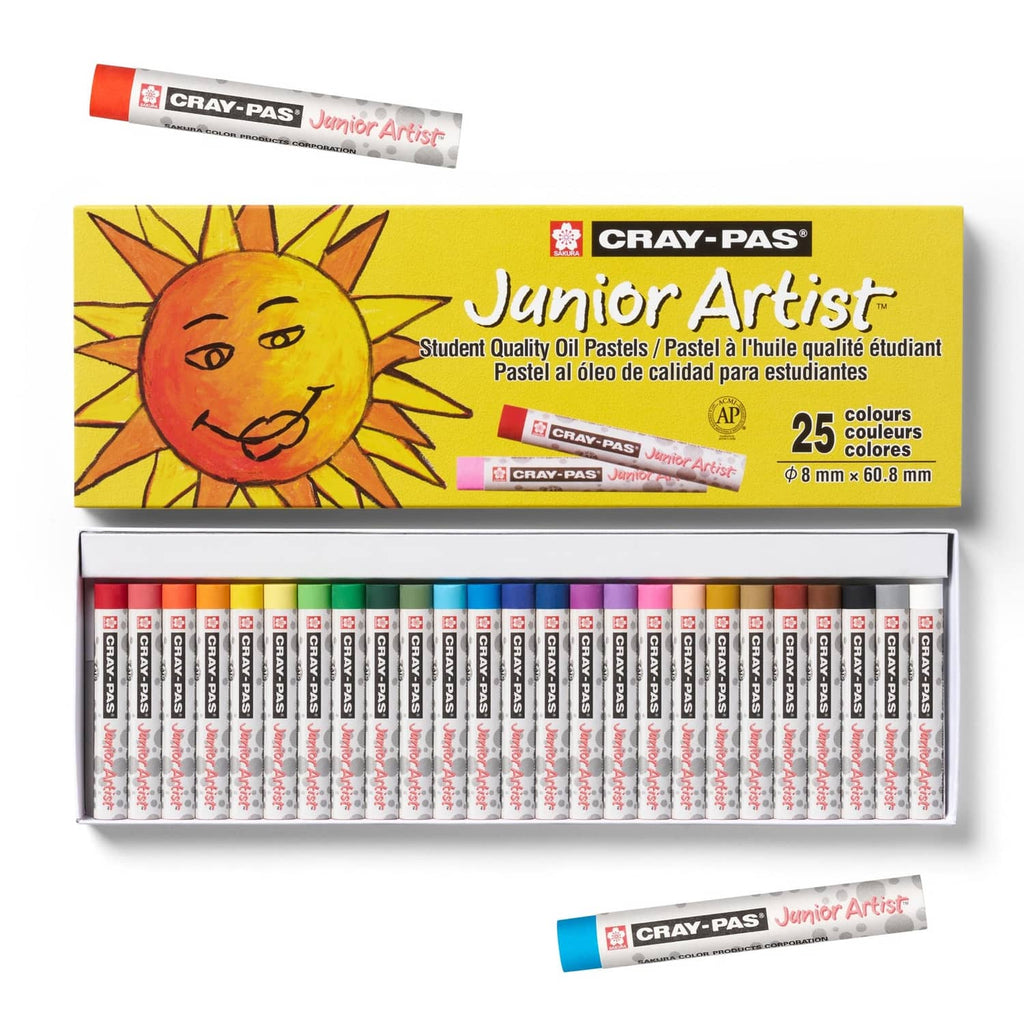 Junior Artist oil pastel set, 25 soft pastel sticks in a tray package