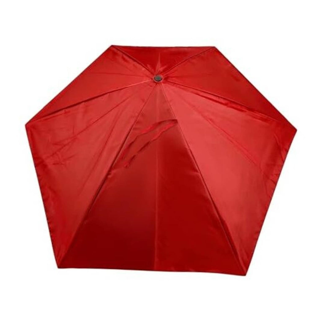 Red hexagonal beach sun umbrella replacement canopy with center button and folded panels