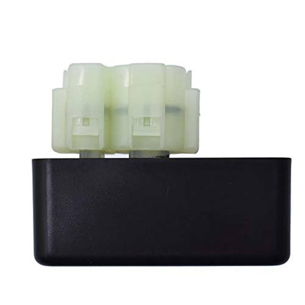 Black ignition control box with white wiring connector on top