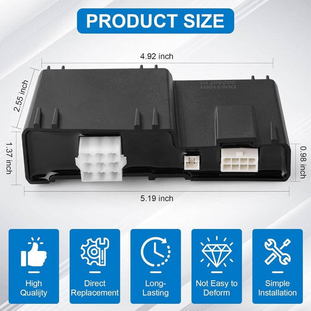 Control module size diagram with labeled dimensions in inches