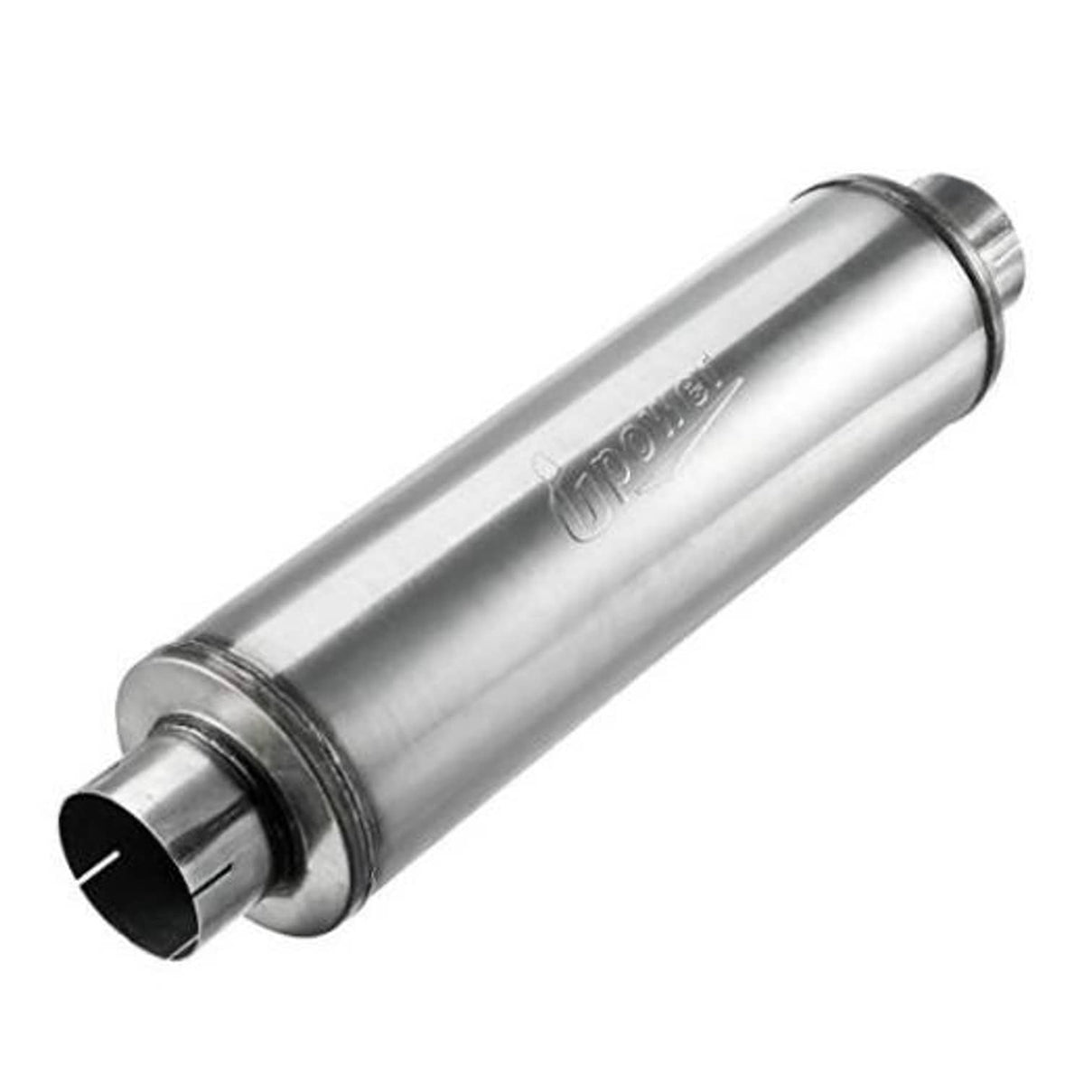 Stainless steel diesel exhaust muffler with angled outlet pipe