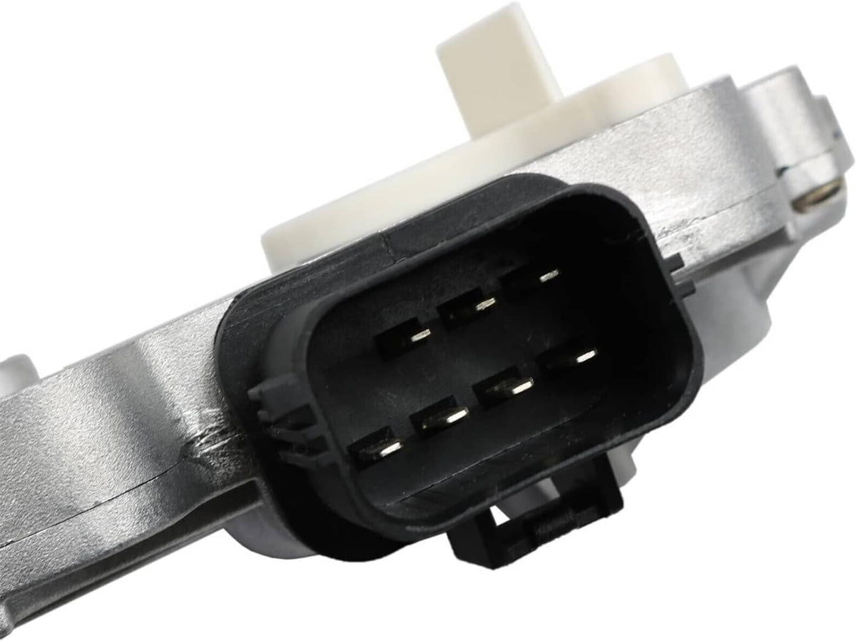 Transfer case shift actuator motor with front multi-pin connector detail on silver body