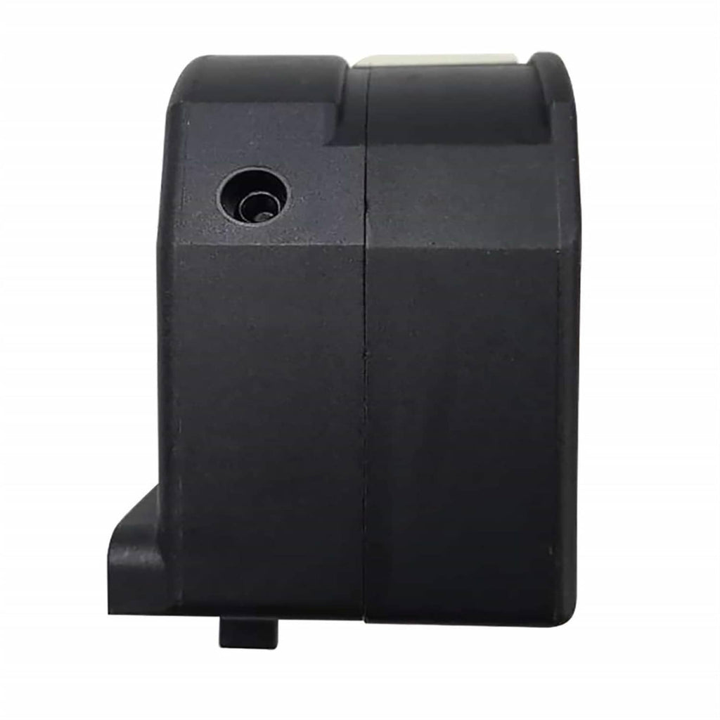Left handlebar switch rear view, black plastic casing with mounting hole