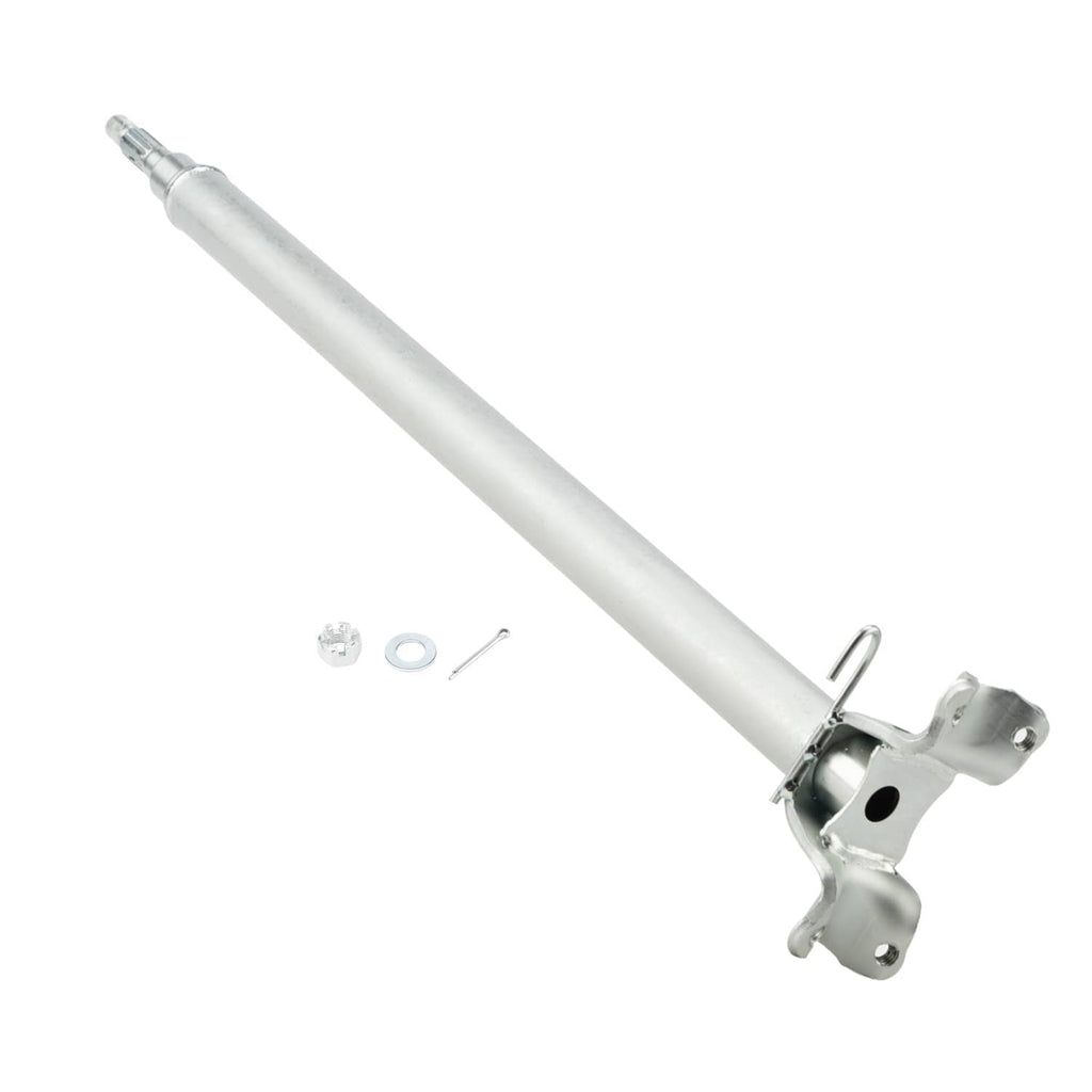 Silver steering stem shaft with right-side steering head mount and hardware