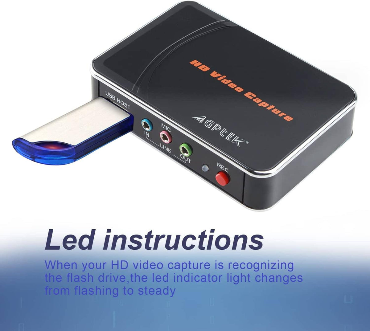 Compact USB flash drive with black device-shaped cap and blue keychain loop