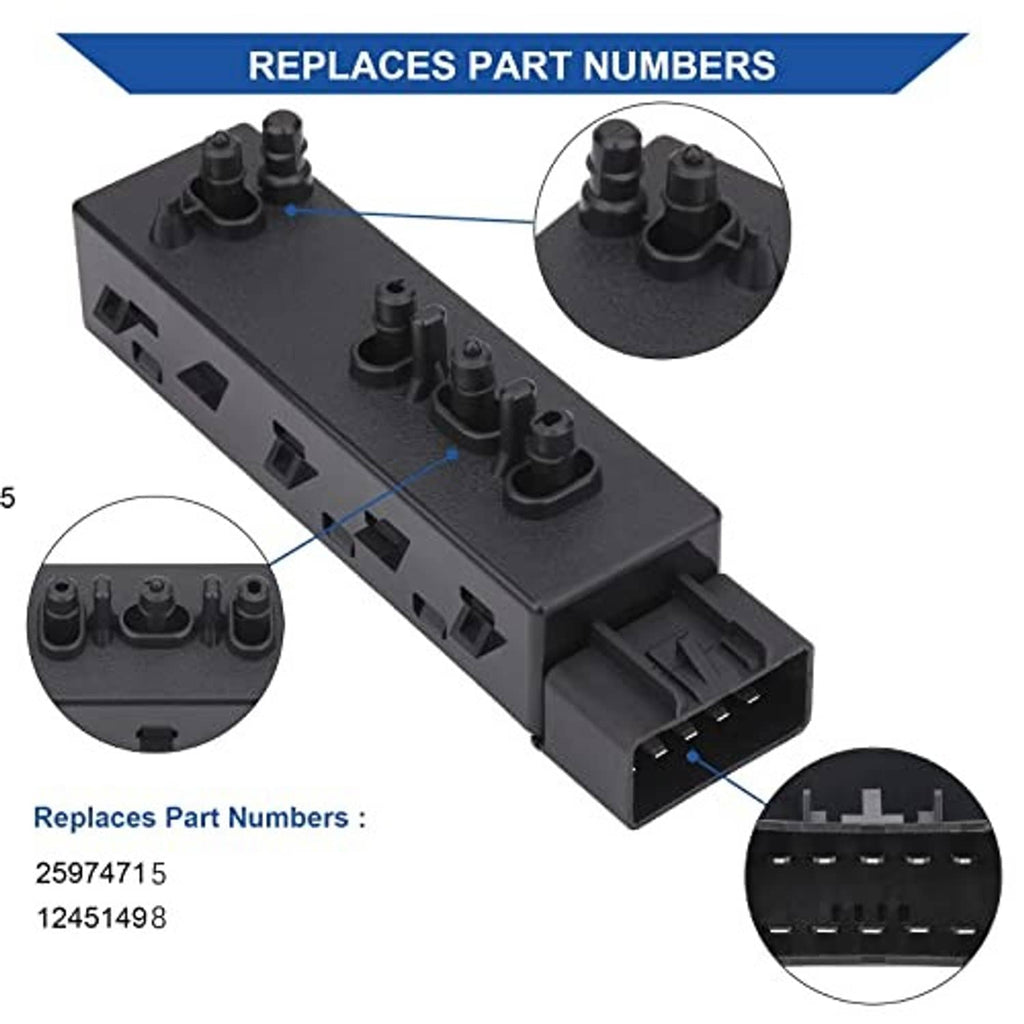 Power recliner seat switch module with multi-knob top and 10-pin connector