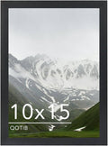 Black 10x15 picture frame with landscape photo and clear front viewing panel.
