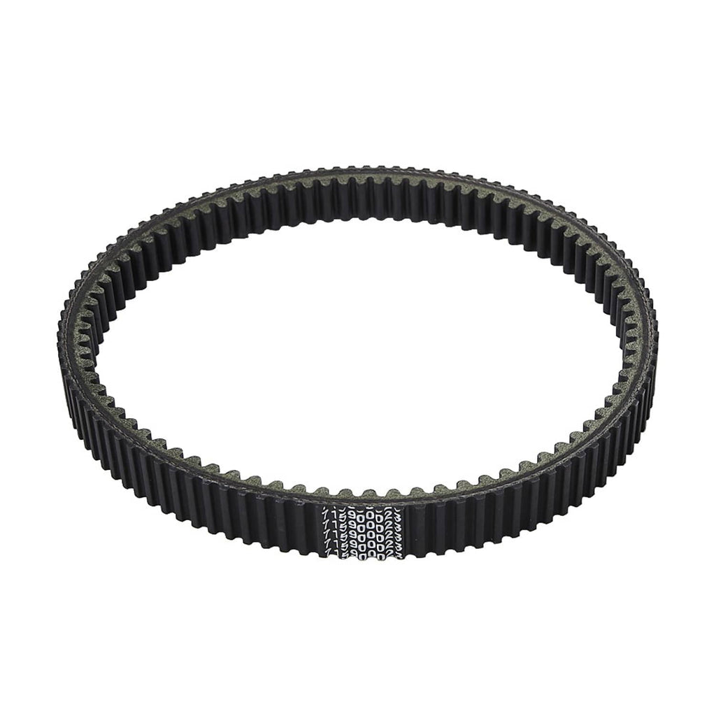 Black toothed drive belt, round loop view
