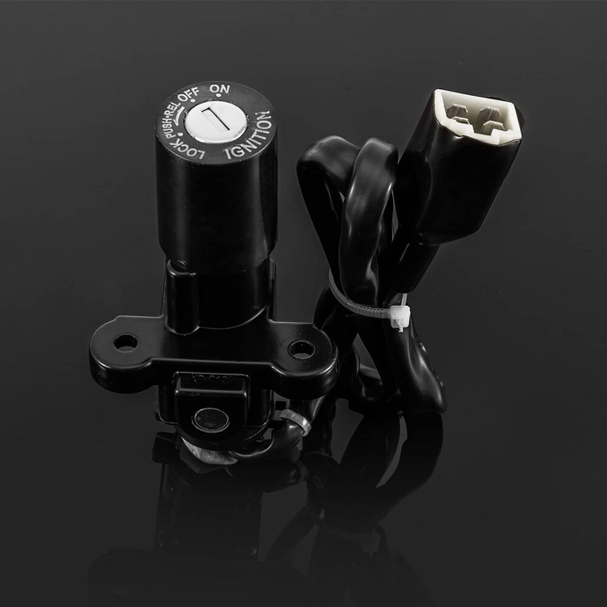 Black ignition switch lock with ON/OFF dial and mounting bracket