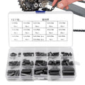 Feather key stock kit box with assortment of dark keys in labeled compartments