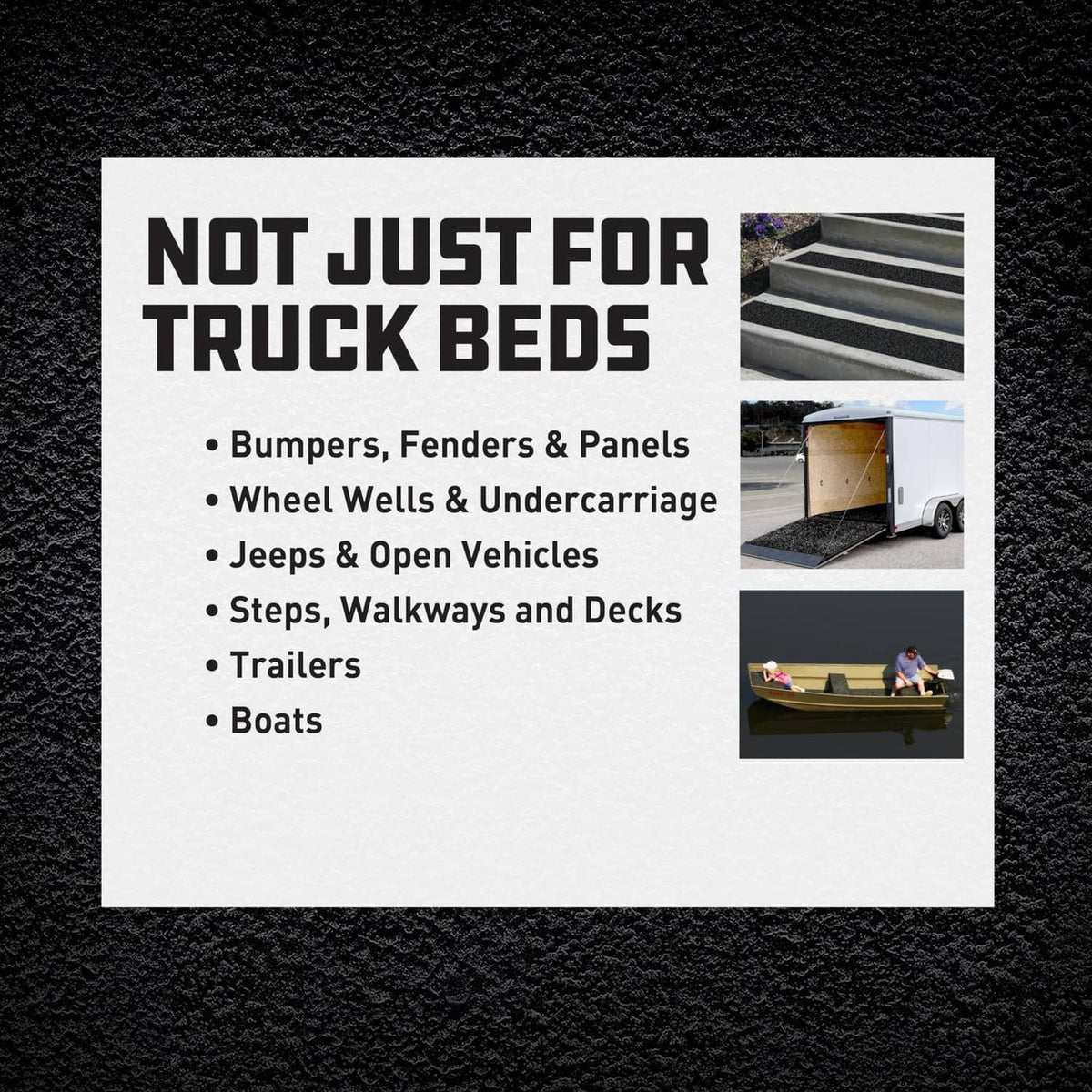 Herculiner can label panel reading "Not just for truck beds" and uses list