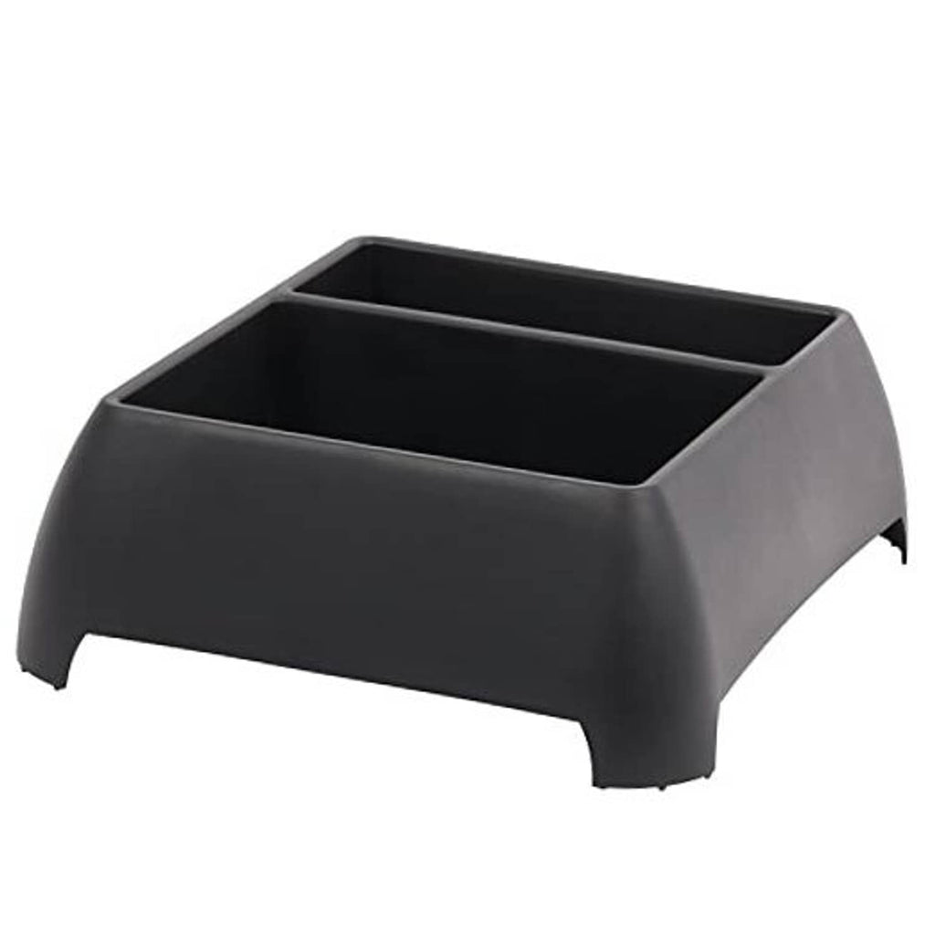 Black open-top vehicle trunk storage organizer bin with curved sides
