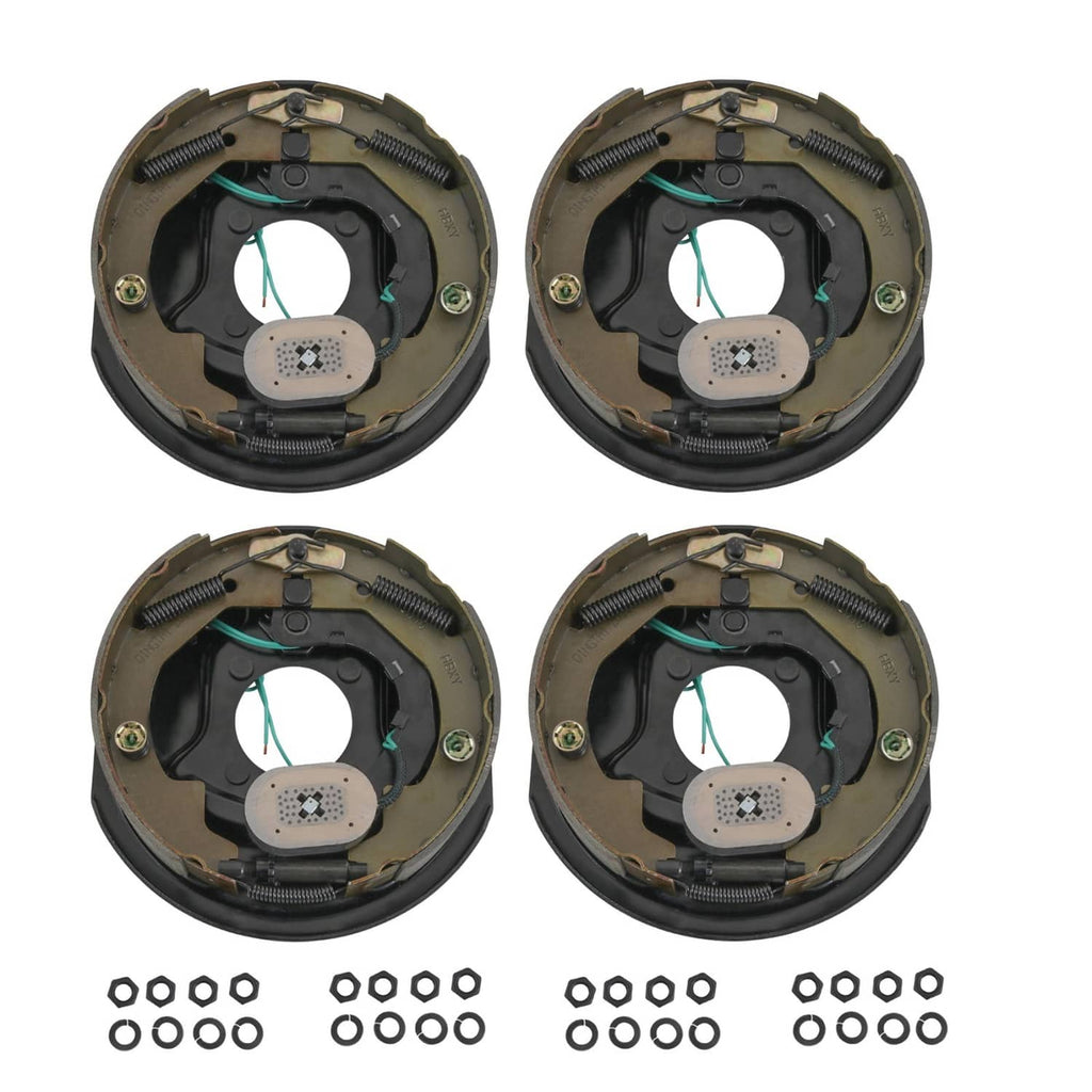 Electric trailer brake assembly pair, 10 in backing plates with magnet and springs