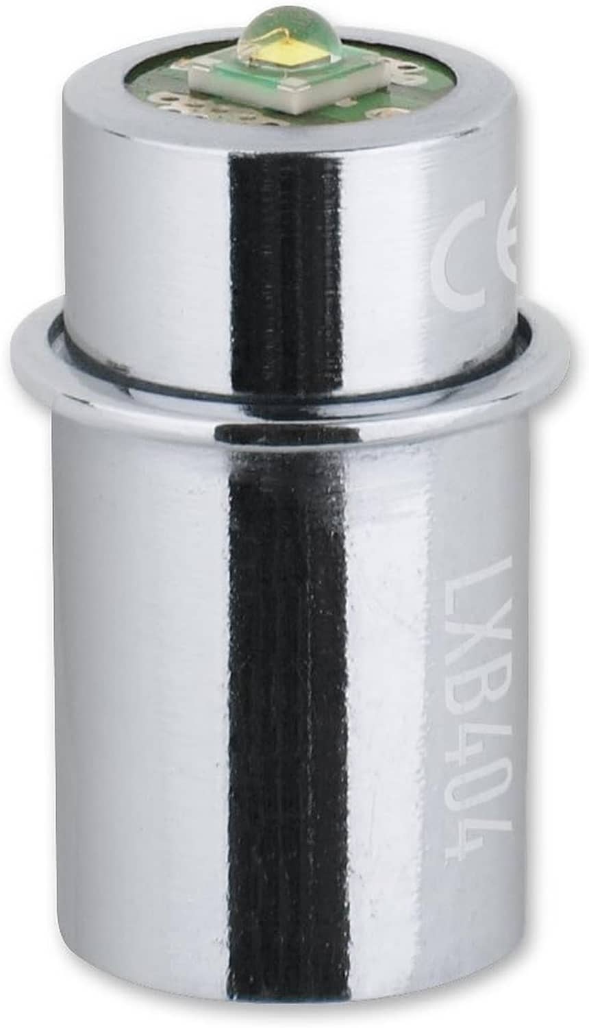 Chrome cylindrical LED upgrade module with top LED board and side markings