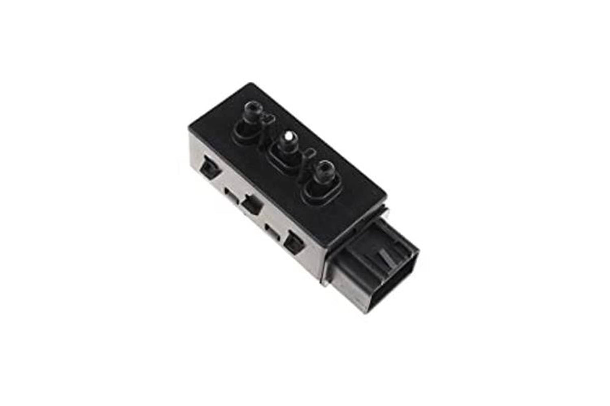 Black power seat adjustment switch with multi-port connector and recessed mounting tabs