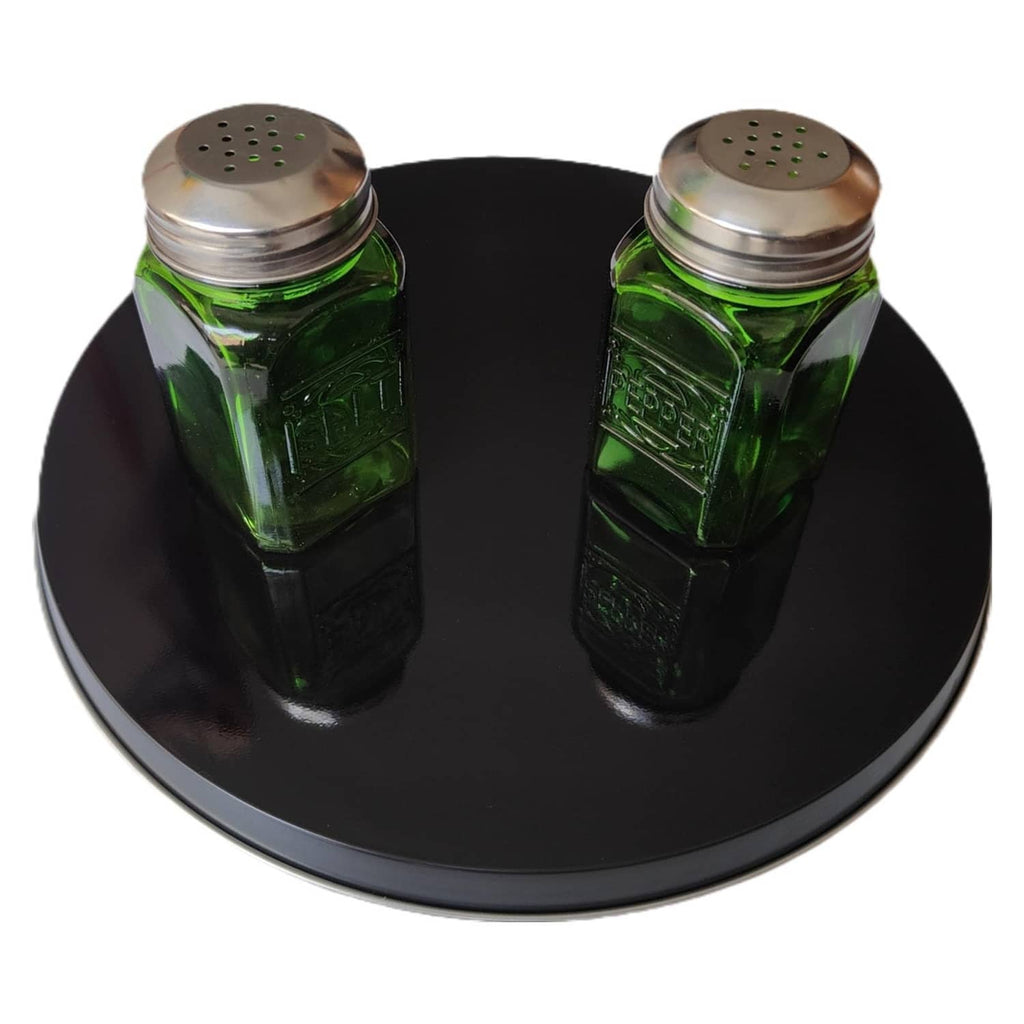 Black round electric stove burner cover with silver rim for two burners