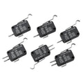 Micro switch set with black housing, 3-pin terminals, and metal mounting clips