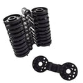 Black round plastic shade net clips, shown in a bundle with one loose clip