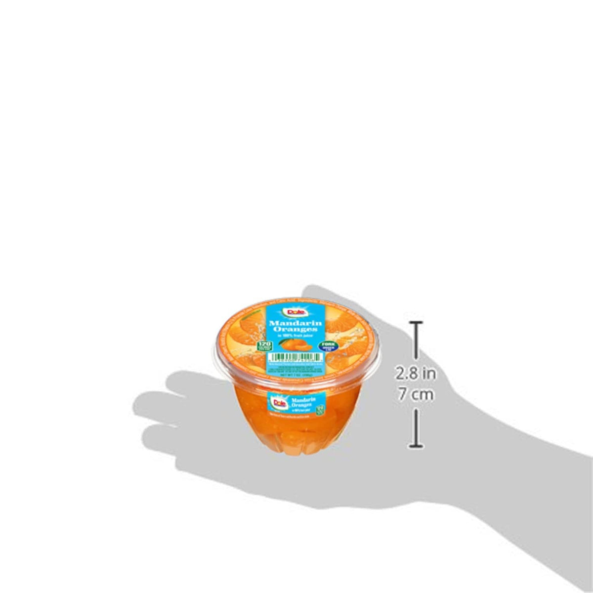Mandarin Oranges fruit cup with lid, size marked for height