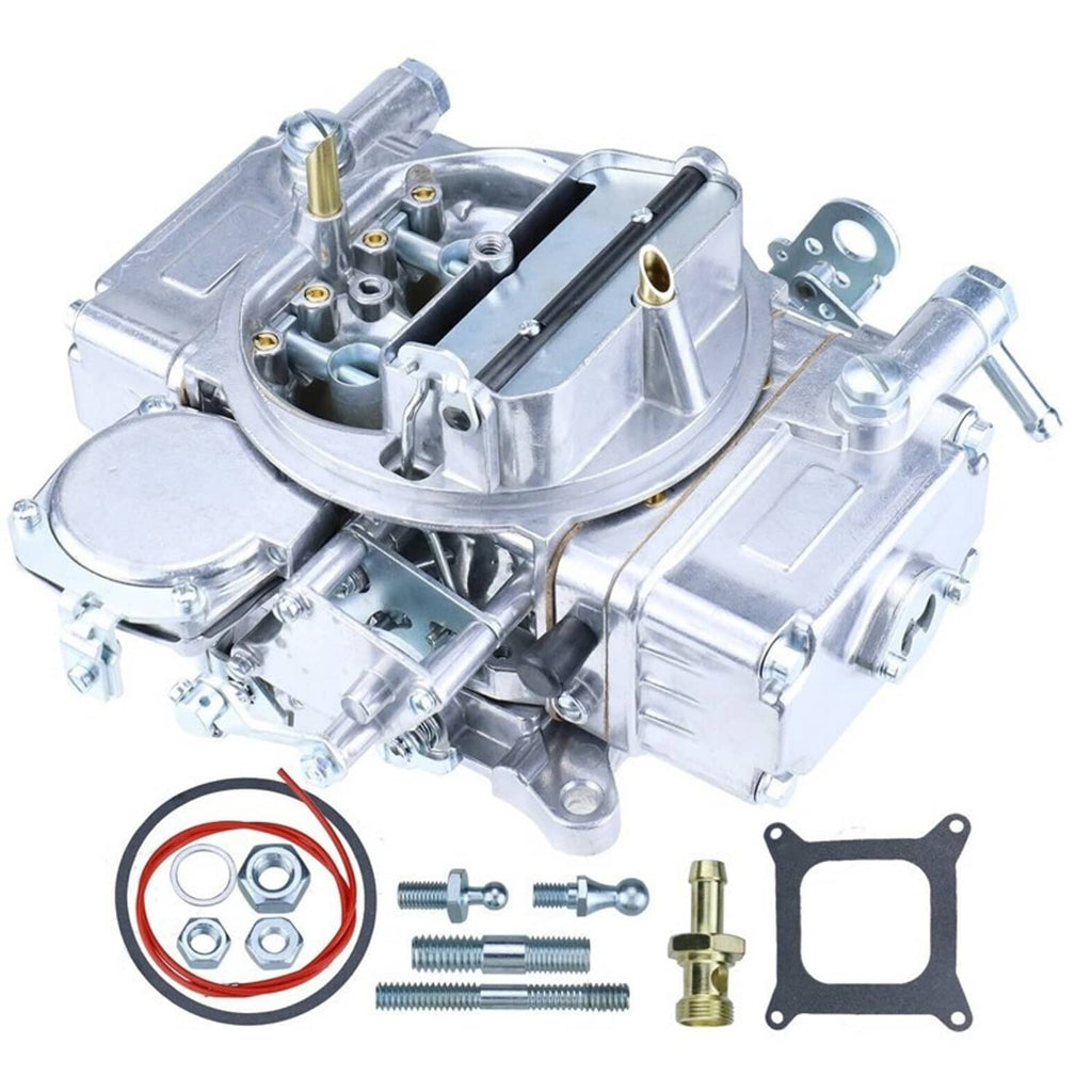 Silver 4-barrel carburetor with manual choke, metal body and mounting parts