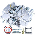 Silver 4-barrel carburetor with manual choke, metal body and mounting parts