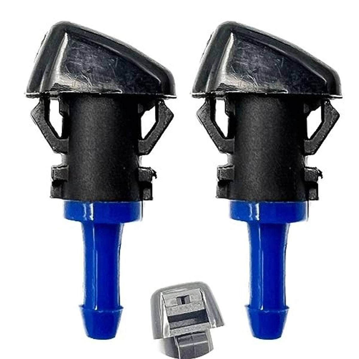 Washer nozzle pair, black housings with blue tubes, with small connector piece